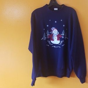 Northcrest Winter Snowman Blue Sweater
